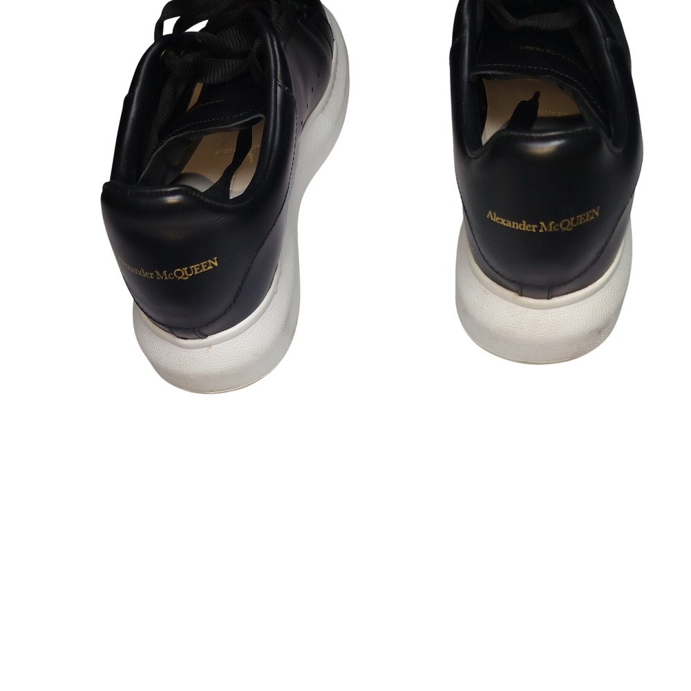 Alexander McQuee Oversized Sneakers Black Leather White Sole Womens Luxury Shoes - Picture 4 of 13